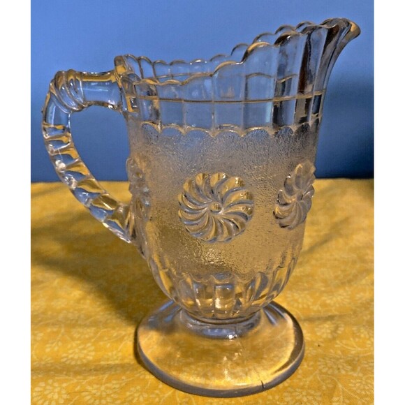 EAPG Antique US Glass No. 15030 ROMAN ROSETTE Creamer Syrup Pitcher 1894-98  5" - Picture 3 of 7